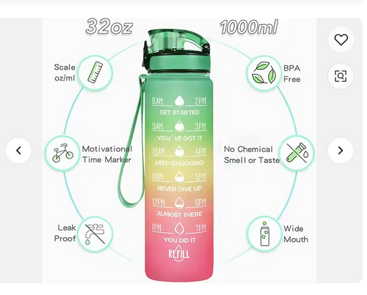 Water Bottle With Straw, Bottle & Straw Cleaner